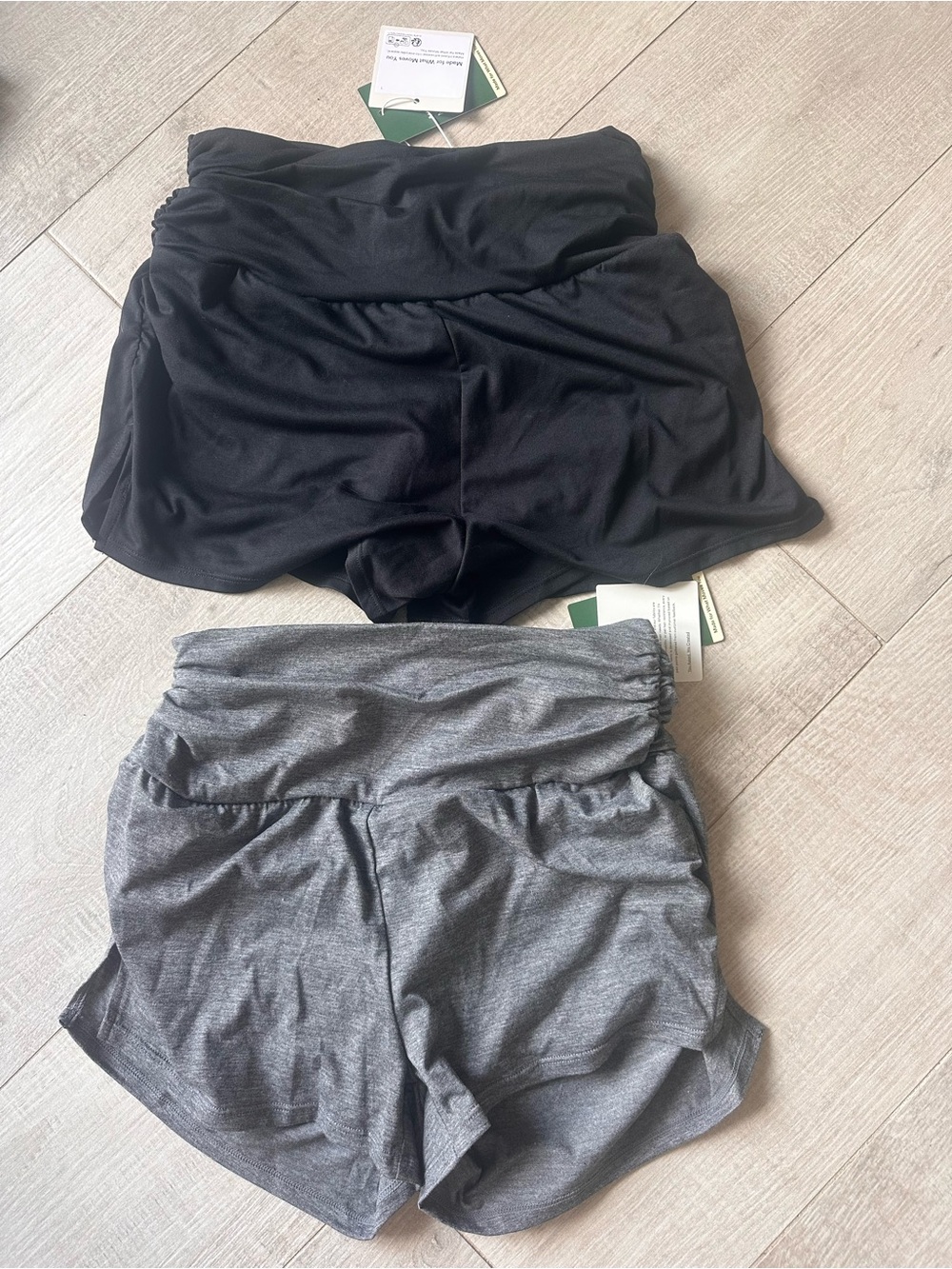 HALARA Black & Gray Women’s Athletic Fold-Over Waist Shorts - 2 Pack